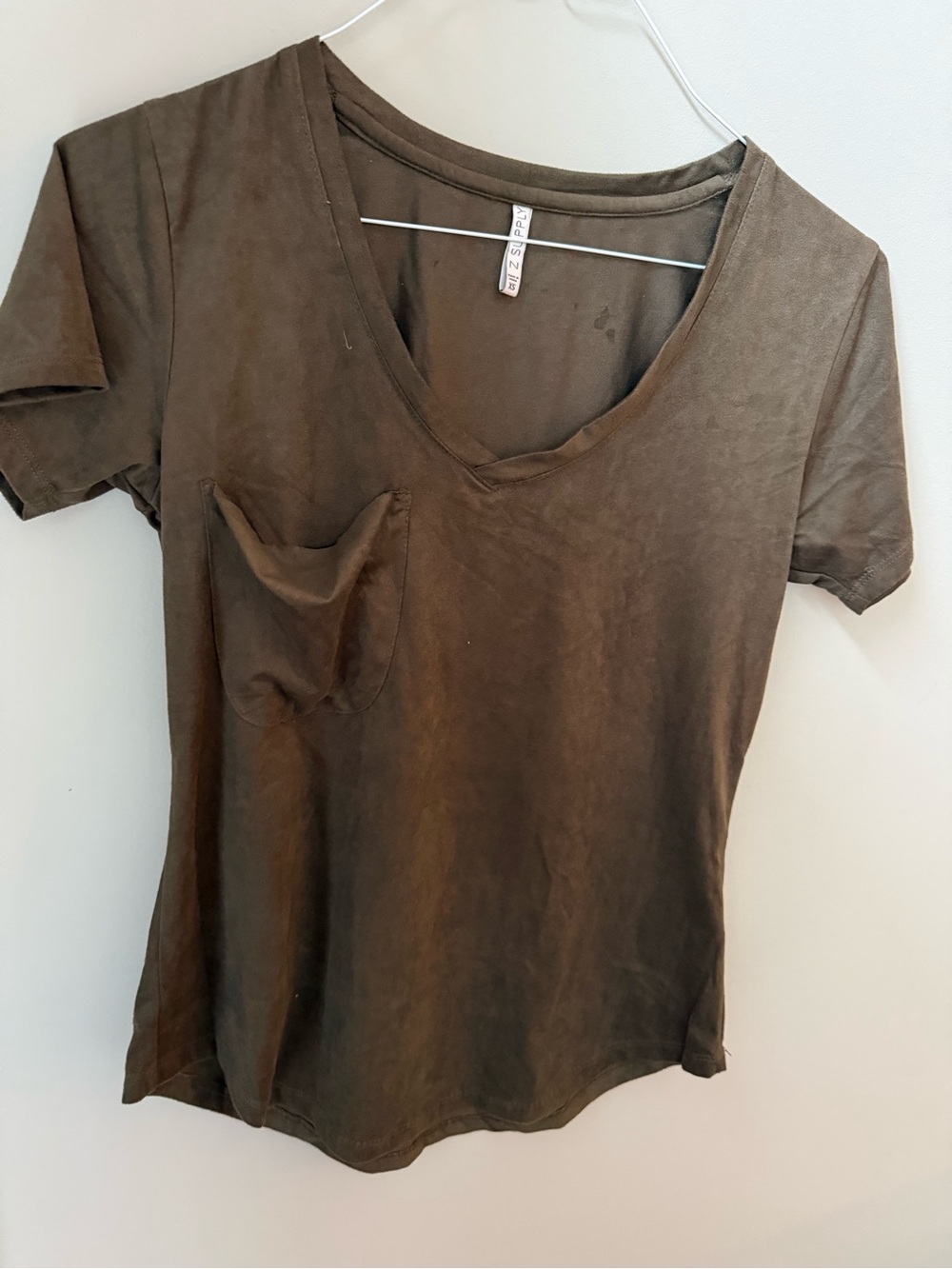 Z Supply Brown V-Neck Pocket Tee